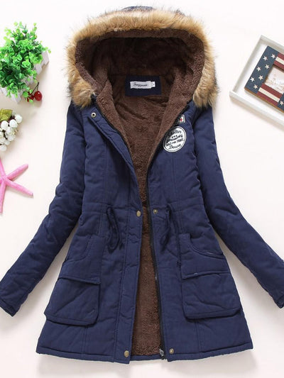 Stephaniee | Warme Fleecejacke mit Kapuze und Kunstfell