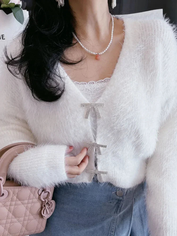 Reisylvia | Damen Strick-Cardigan in Grün und Rosa