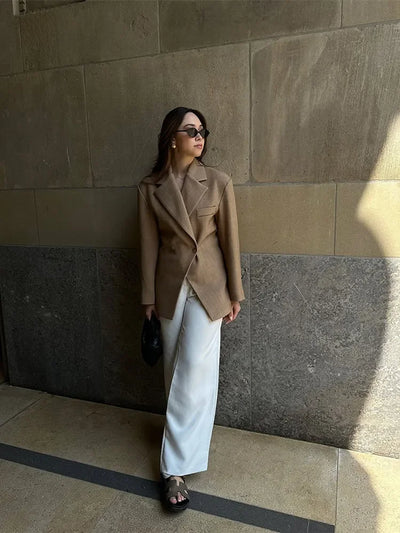 Aslertra | Damenmode Langarm-Blazer mit Reverskragen