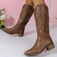 Damen Schlupf Cowboystiefel | Bestickt – Braun