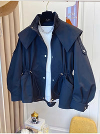Bessy | Modische Damenjacke mit Taillenkordelzug – Bleu marine