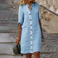 Bryn | Stilvolles kurzes Kleid mit Bauchbedeckung – Blau