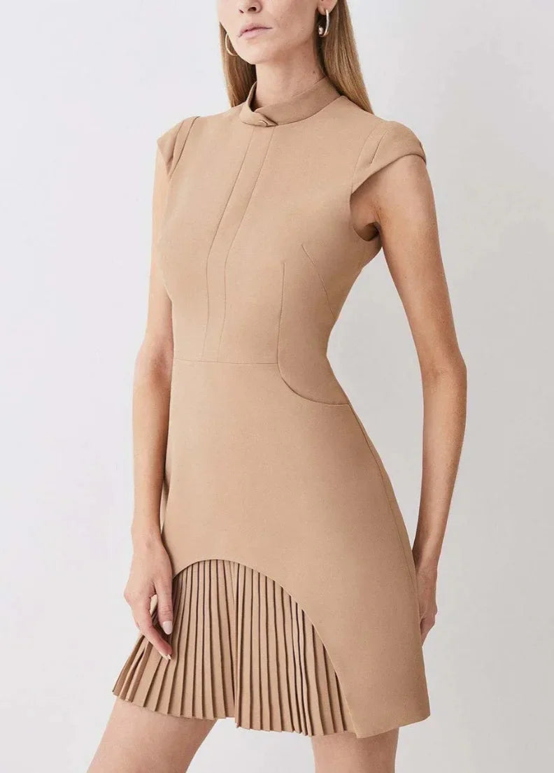 Florentine - Hochgeschlossenes Falten Mini Kleid