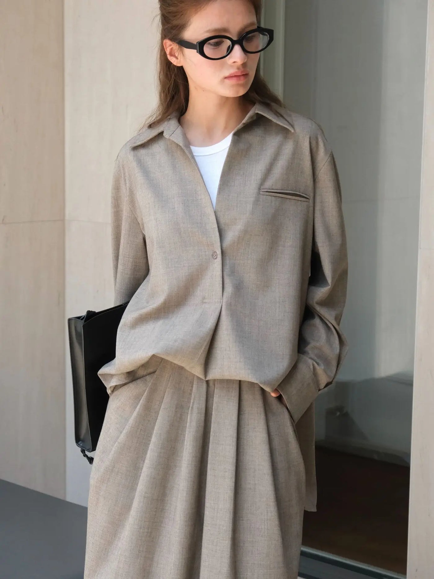 Olimyreia | Damen Herbst Bluse mit Kragen und langen Ärmeln