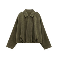 Mia | Elegante Wildleder Bomberjacke Damen für City-Looks – Militärgrün
