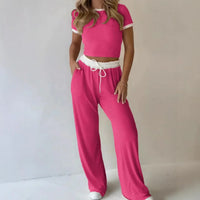 Liz™ Set aus Hochwertigem Rippstrick und Figurbetontem Cropped Top – Rosa