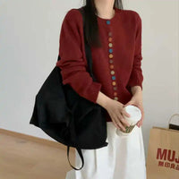 Celestine | Stylischer Knopf-Cardigan – Rot
