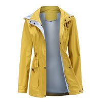 Übergangsjacke für Damen - Leichte wasserdichte Regenjacke mit Kapuze – Gelb