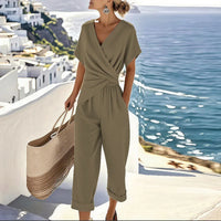 Viora - Soft-Touch Wickel-Zweiteiler – Khaki