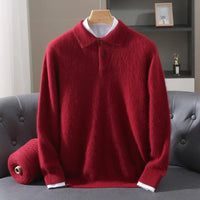 Leighton Cashmere Polo Sweater – Rot