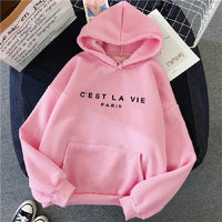 Übergroße bedruckte Kapuzenpullover – Rosa