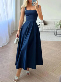 Heidi-Mode | Modernes Ärmelloses Maxikleid mit Hoher Taille für Frauen – Dunkelblau