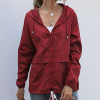 Heidi-Mode | Winddichtes Sommerjacke mit Kapuze für Frauen – Rot