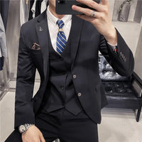 Herren Dreiteilig Formell Hochzeitsgast Anzug Set | Elegante – Schwarz