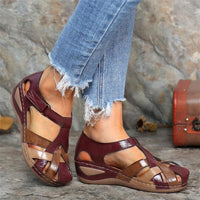 Damen Offene Zehen Sandalen | Bequeme – Rot Burgundisch