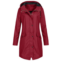 Ingrid | Trenchcoat mit Kapuze – Burgunderrot