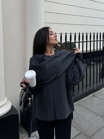 Klethiss | Elegante Damenjacke aus Wollmischung mit Schal-Kragen