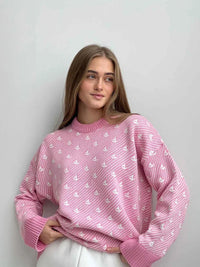Mariala | Modischer Strickpullover mit chicem Print für Damen – Rosa