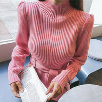 Daphne - Eleganter Rollkragenpullover – Rosa