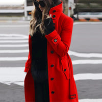 Kleviora | Neuer Winter schlanker Wollmantel Damen – Rot