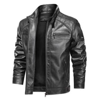 Herren Premium Bikerjacke | Schwarz und Braun – Schwarz