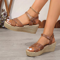 Vanessa | Gepolstert Keilabsatz Sandalen – Braun