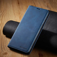 Samsung Hülle | Magnetische Leder Tasche für stilvollen Schutz deines Samsung im Sommer – Blau