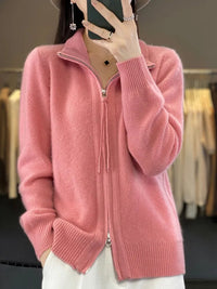 Zina | Kaschmir-Pullover mit Reißverschluss – Rosa