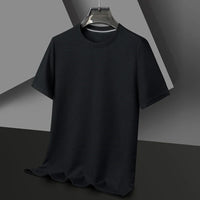 Herren Texturiert Kurzarm T-Shirt | Rundhals – Schwarz