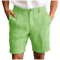 Calen - Schmal geschnittene Leinen-Shorts – Hellgrün