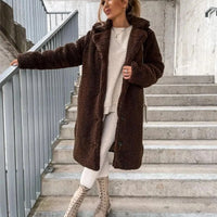 Jana | Lässige Damen-Teddyjacke trendy warm – Dunkelbraun