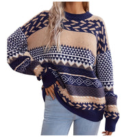 Le Clair | Retro Pullover mit Kontrast gestrickt – Marine