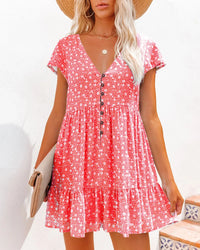 Sunnie - Boho Minikleid mit Rüschen – Rot