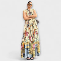 Elegantes Plissiertes Langarmkleid – Bunt