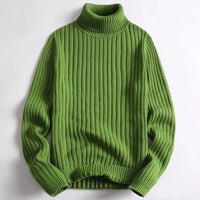 ERIK - PULLOVER AUS RIPPSTRICK MIT ROLLKRAGEN – Grün