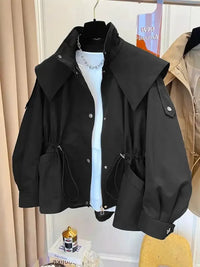 Bessy | Modische Damenjacke mit Taillenkordelzug – Noir