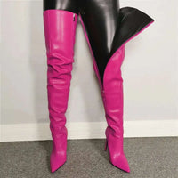 Damen-Overknee-Stiefel | Hohe Absätze – Rosa