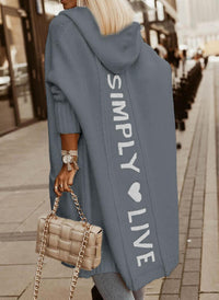 Eyara | Kapuzen-Sweatjacke mit "Simply Live" Print – Grau