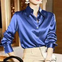 Anna Stylische Sommerbluse | Moderne, trendige kurzärmelige Geschäftsfrauenbluse – Blau