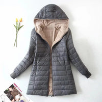 Damen Winter Fleece Jacke | Mit Kapuze – Grau