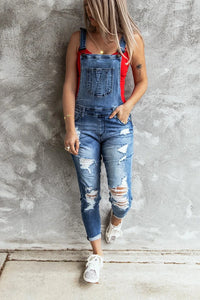 Amanda Sommer-Denim-Romper | Stylischer, moderner Jeans-Romper für Damen mit Löchern – Blau