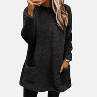Oriella - Weicher Fleece Pullover Mit Tasche – Schwarz