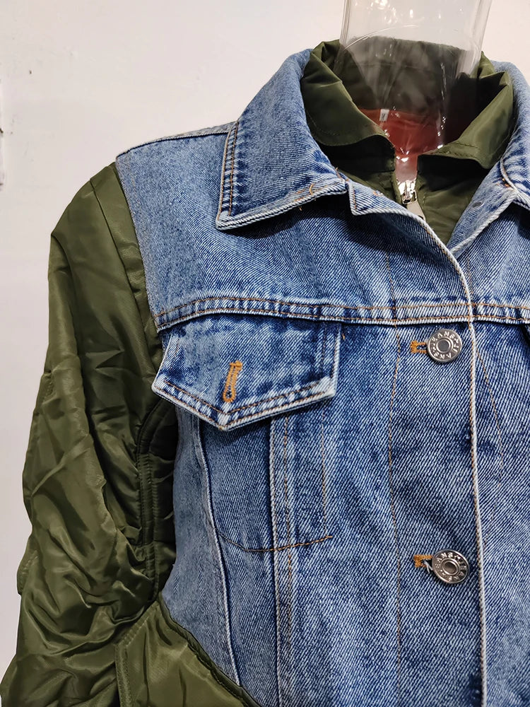 Reisola | Damen Patchwork Denimjacke mit Umlegekragen aus Baumwolle
