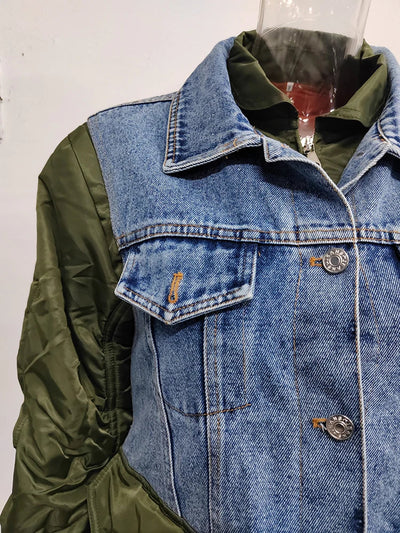 Reisola | Damen Patchwork Denimjacke mit Umlegekragen aus Baumwolle