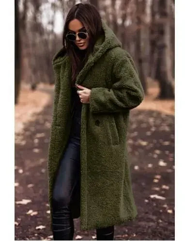 Reienna | Damen Langer Wollmantel mit Kapuze für den Winter