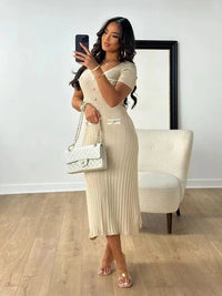 Stylische und Elastische Sommerkleid für Jeden Anlass – Beige