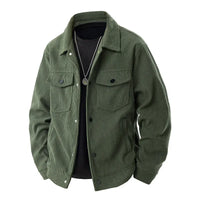 Herren-Cordjacke im langen schnitt | strukturdesign – Oliv