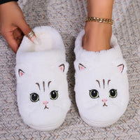 Kuschelige Damenpantoffel | Katzendesign – Weiß