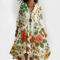 Shanae – Elegantes Midi Kleid Mit Blumenmuster – Blumen 1