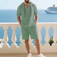 Portofino Coast™ Set Aus Baumwoll-Leinen Mit Moderner Kapuzenshirt – Grün